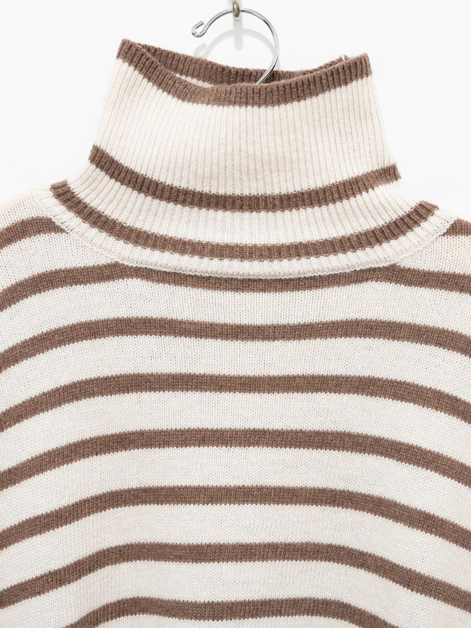 Border Turtleneck Knit - White x Mocha sold by Namu Shop product image thumbnail 5