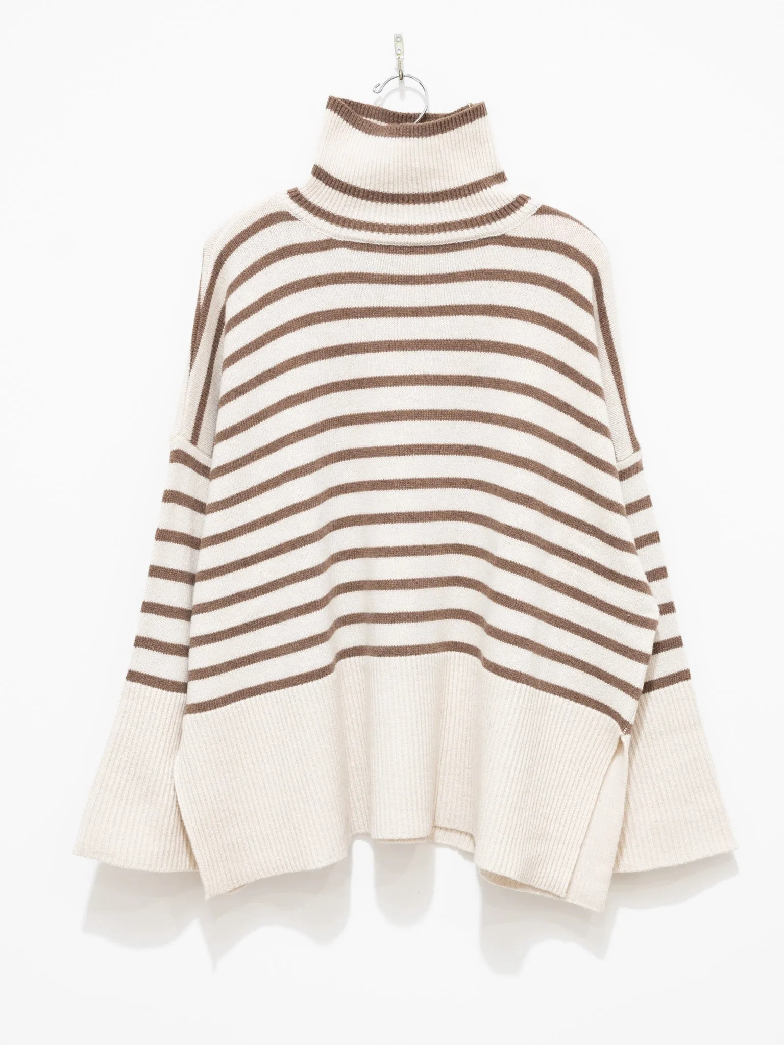 Border Turtleneck Knit - White x Mocha sold by Namu Shop product image thumbnail 4