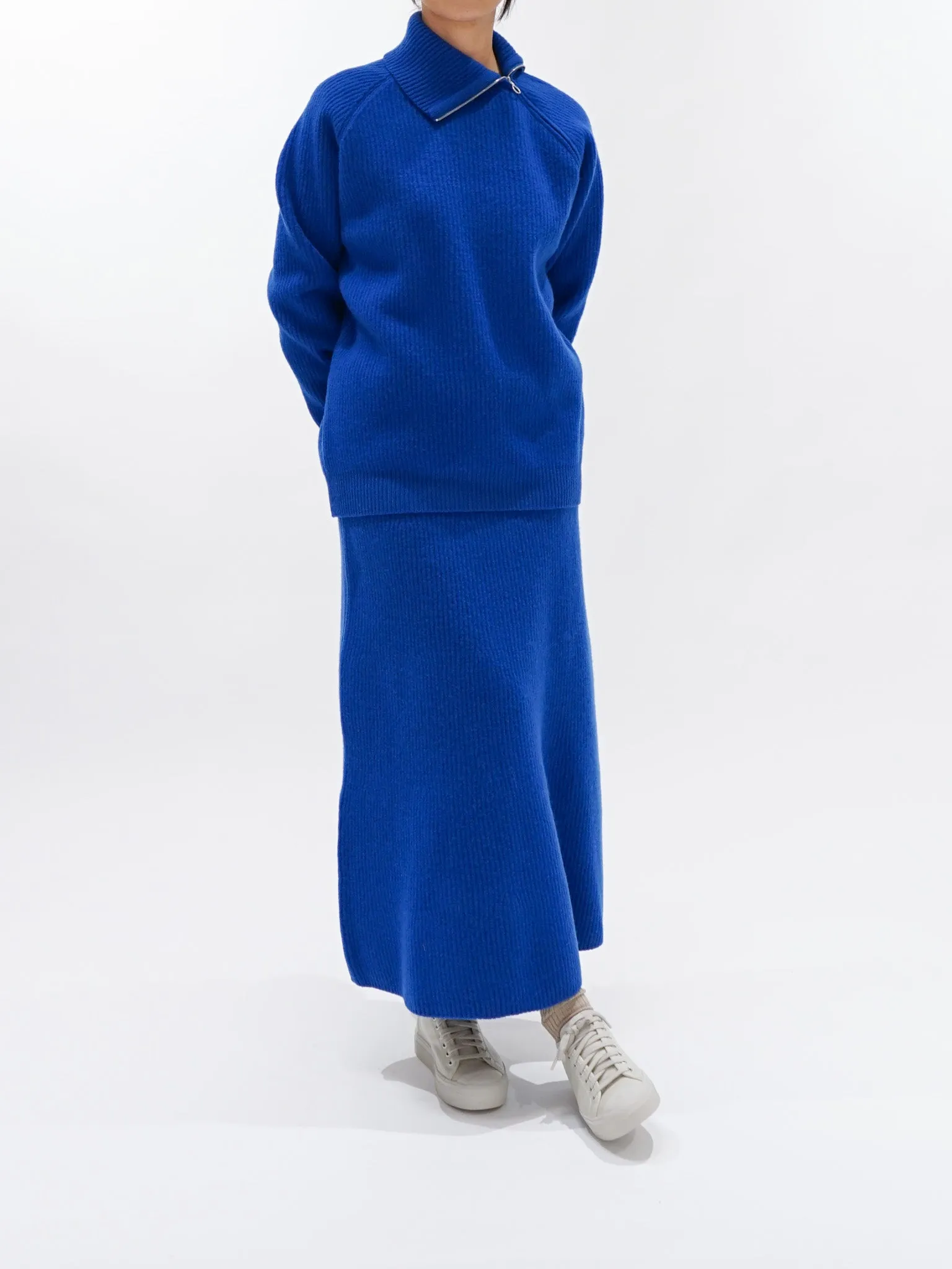 Milled French Merino Rib Knit Flare Skirt - Royal Blue sold by Namu Shop product image thumbnail 4