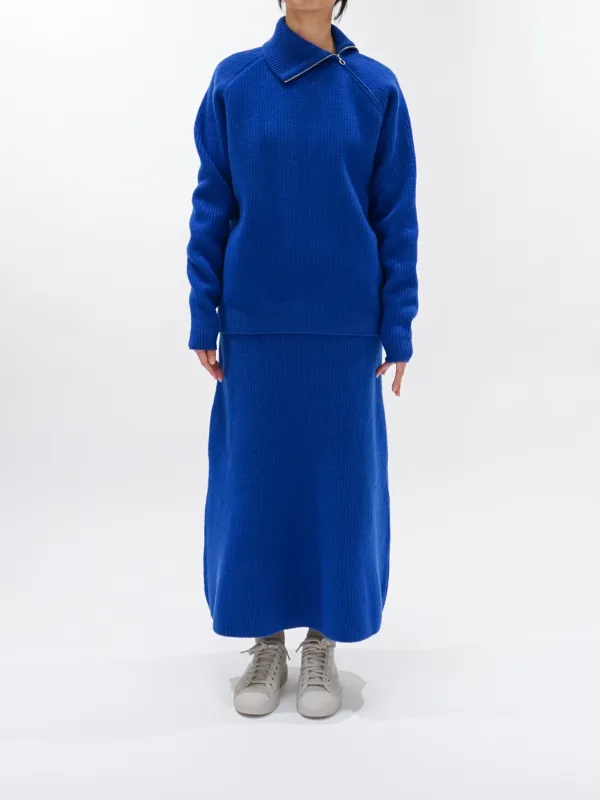 Milled French Merino Rib Knit Flare Skirt - Royal Blue sold by Namu Shop