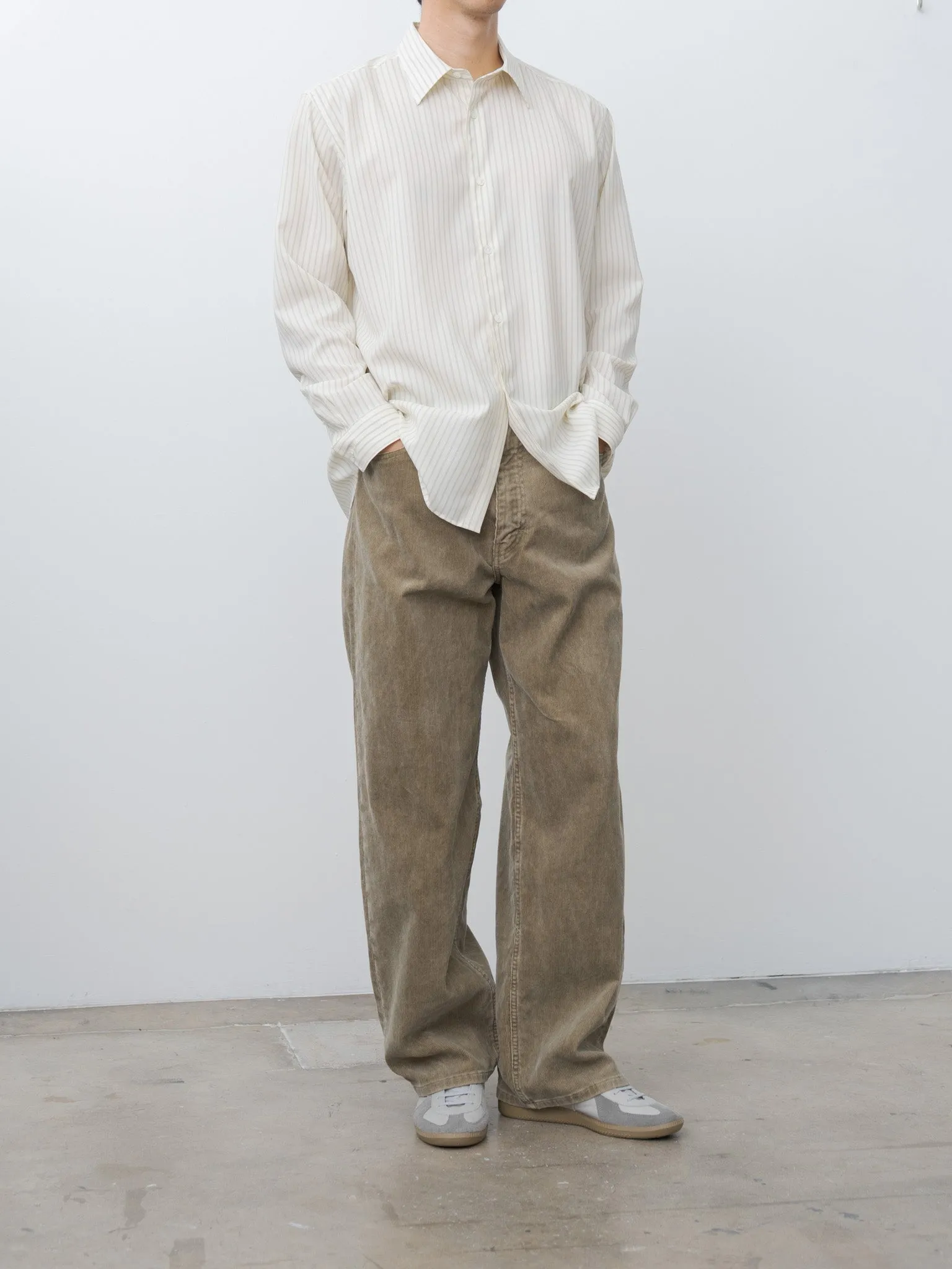 Super Fine Wool Stripe Shirt - Ivory Stripe sold by Namu Shop product image thumbnail 2