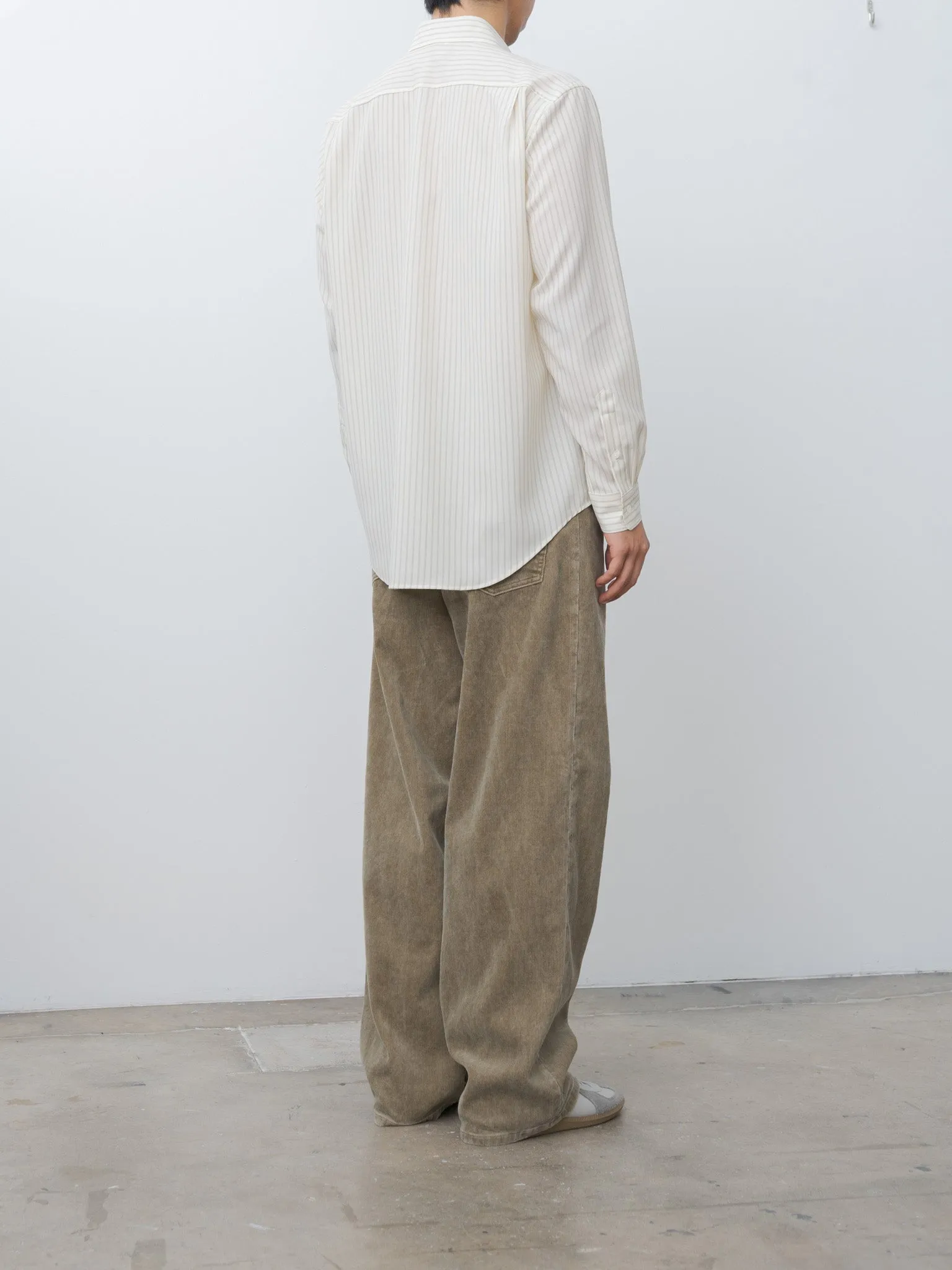 Super Fine Wool Stripe Shirt - Ivory Stripe sold by Namu Shop product image thumbnail 5