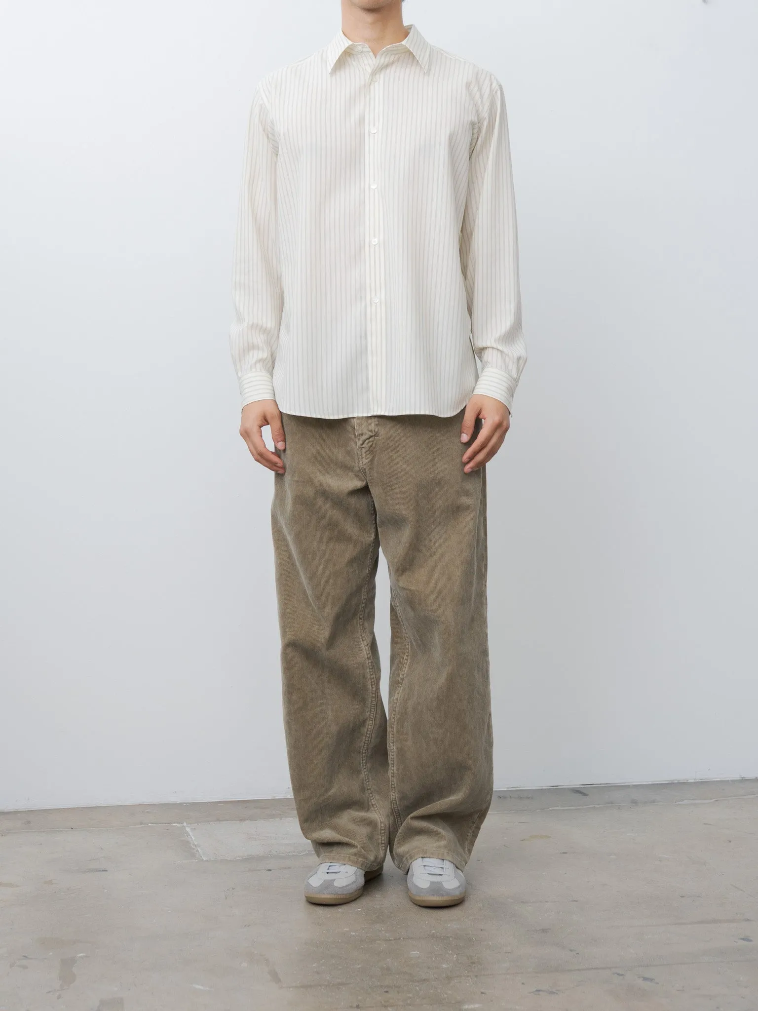 Super Fine Wool Stripe Shirt - Ivory Stripe sold by Namu Shop product image thumbnail 3