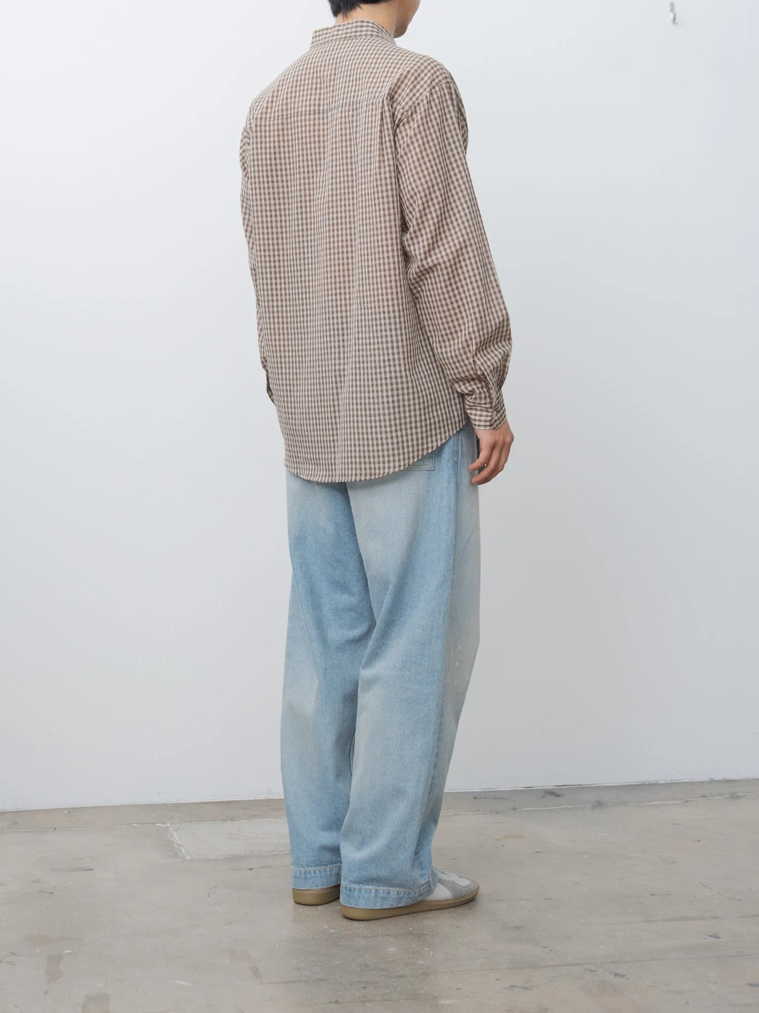 Airy Light Cotton Check Big Shirt - Brown Gingham Check sold by Namu Shop product image thumbnail 4