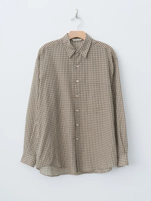 Airy Light Cotton Check Big Shirt - Brown Gingham Check sold by Namu Shop