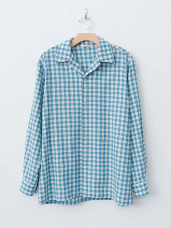 Airy Smooth Cashmere Shirt Blouson - Light Blue Gingham Check sold by Namu Shop