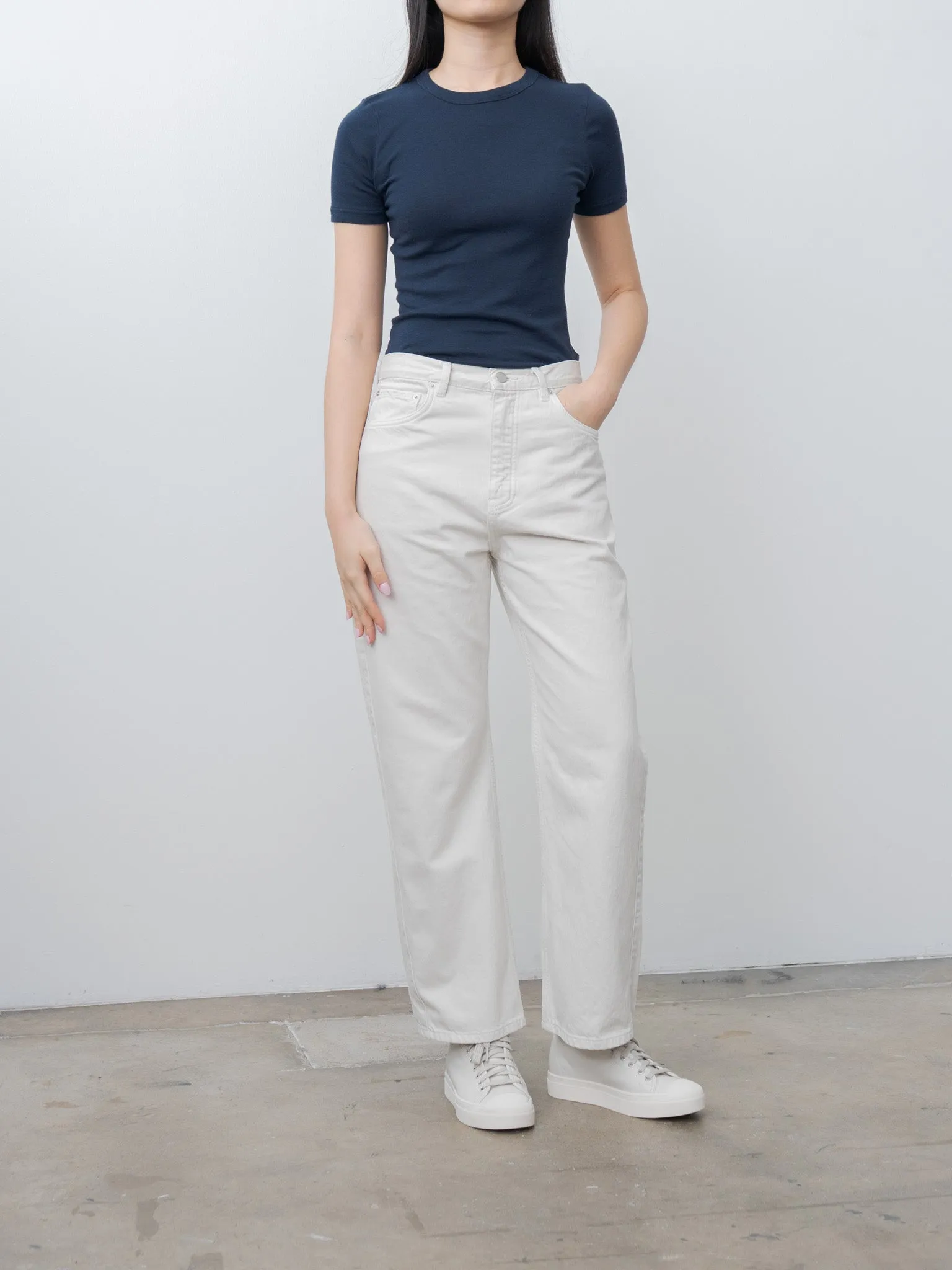 Cotton Silk Basic T-Shirt - Navy sold by Namu Shop product image thumbnail 4