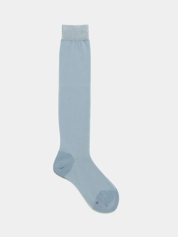 Lurex Sheer High Socks - Light Blue sold by Namu Shop