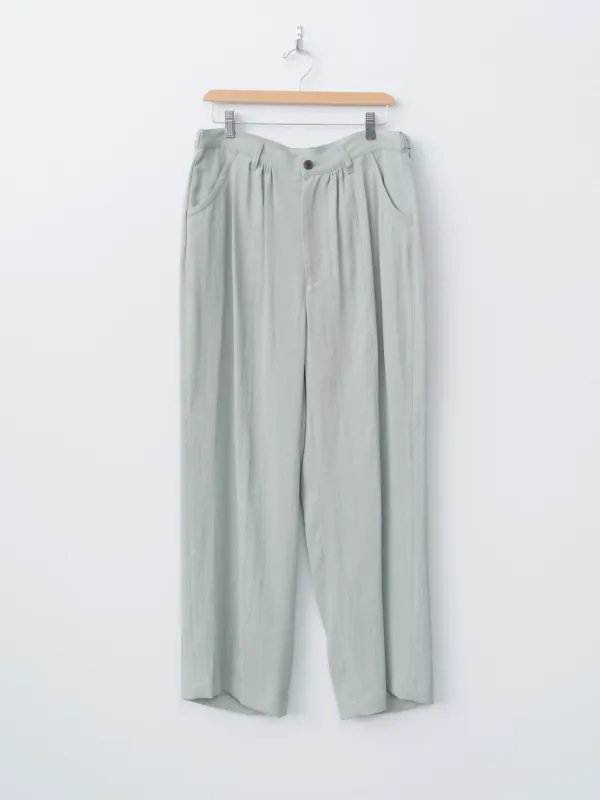 Linen Acetate Front Gather Wide Trousers - Mist Green sold by Namu Shop
