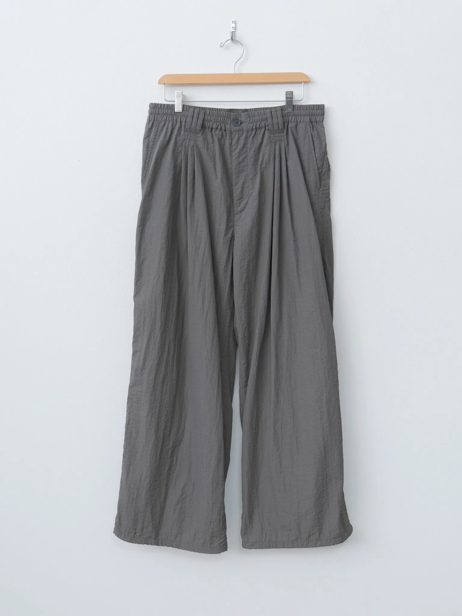 Nylon Pleated Easy Trousers - Charcoal Khaki sold by Namu Shop