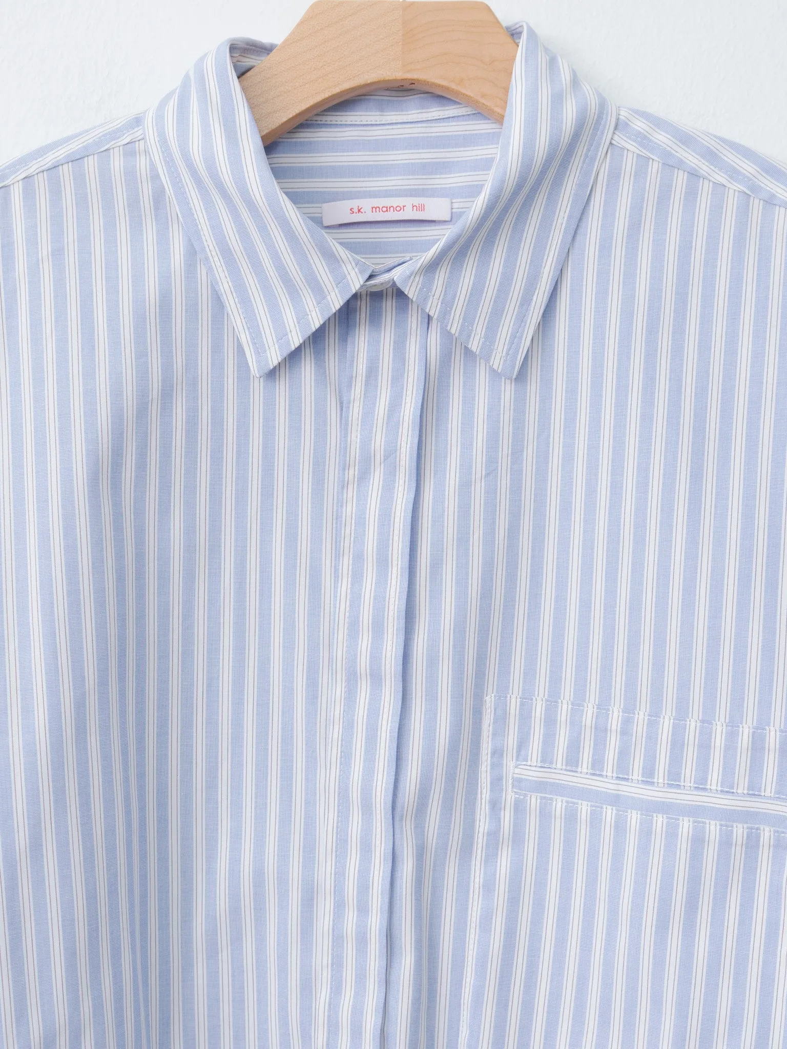 Overturn Shirt - Light Blue & Burgundy Striped Cotton sold by Namu Shop product image thumbnail 5