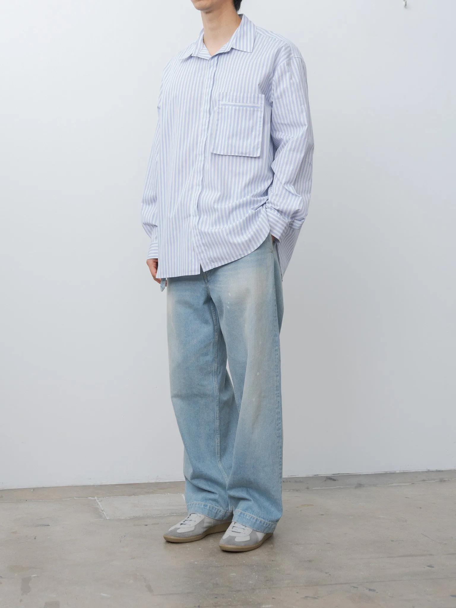 Overturn Shirt - Light Blue & Burgundy Striped Cotton sold by Namu Shop product image thumbnail 3