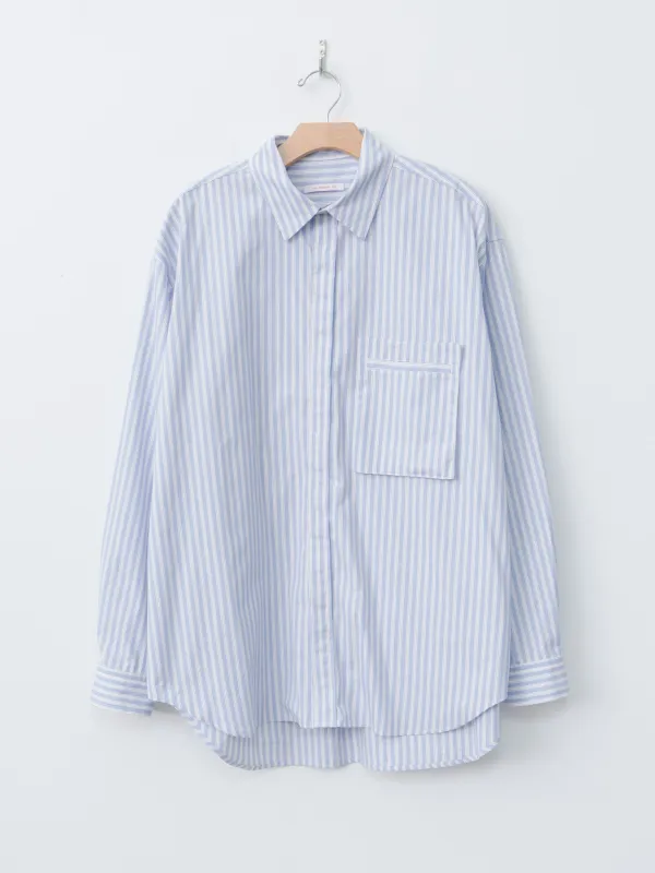 Overturn Shirt - Light Blue & Burgundy Striped Cotton sold by Namu Shop