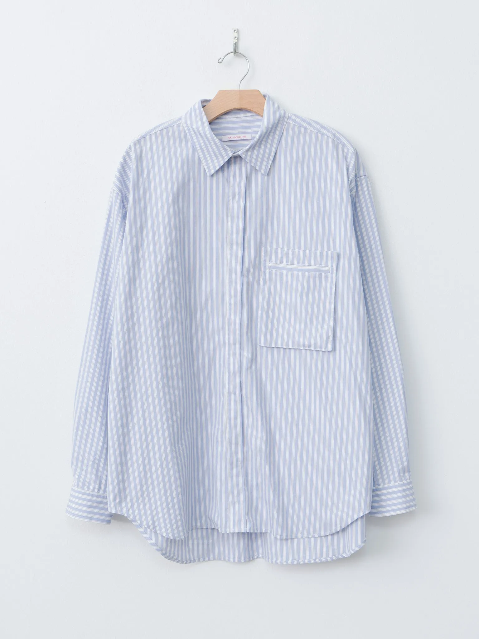Overturn Shirt - Light Blue & Burgundy Striped Cotton sold by Namu Shop
