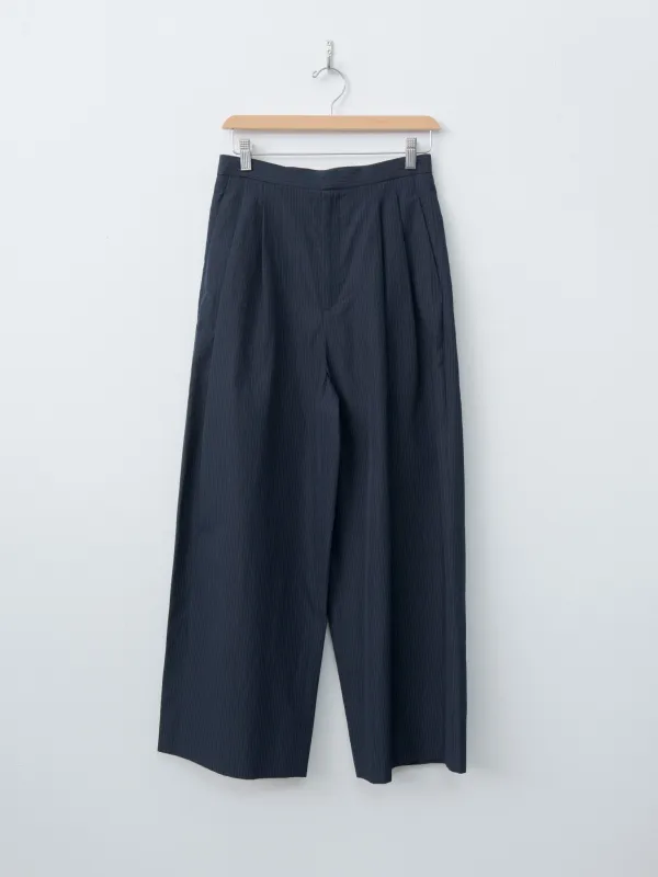 Silk Linen Shantung Two Tucked Pants - Navy x Pinstripe sold by Namu Shop