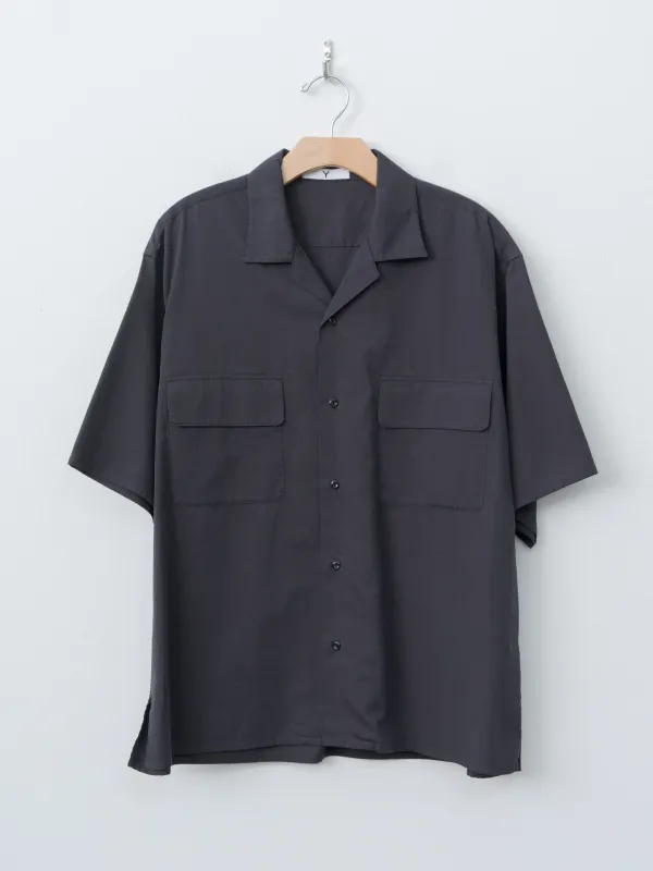 Organic Cotton Washer Satin Open Collar Shirt - Navy sold by Namu Shop