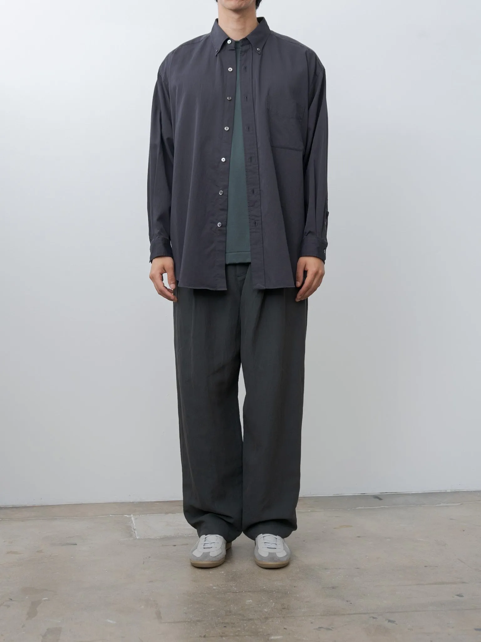 Organic Cotton Washer Satin Shirt - Navy sold by Namu Shop product image thumbnail 3