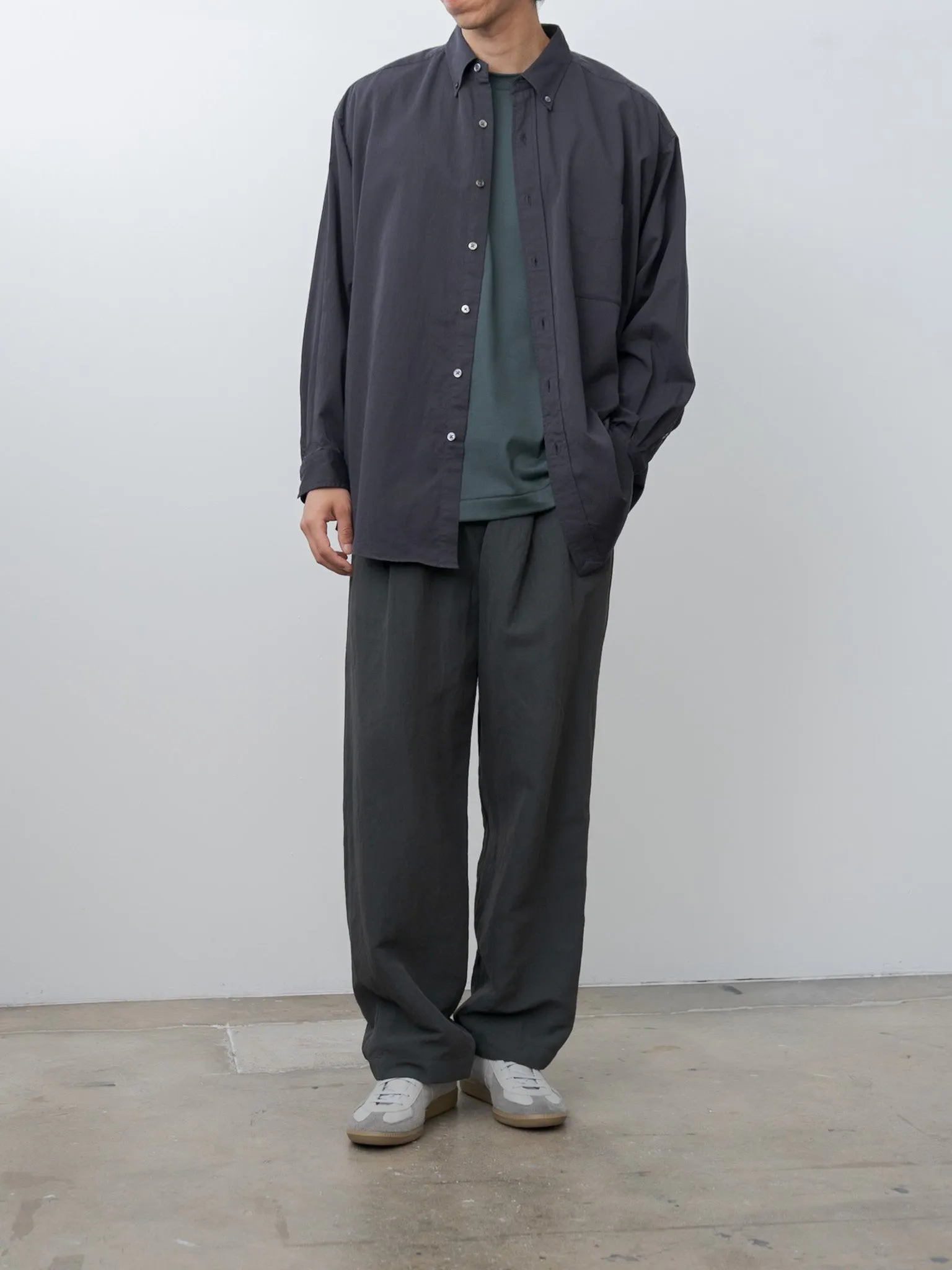 Organic Cotton Washer Satin Shirt - Navy sold by Namu Shop product image thumbnail 2