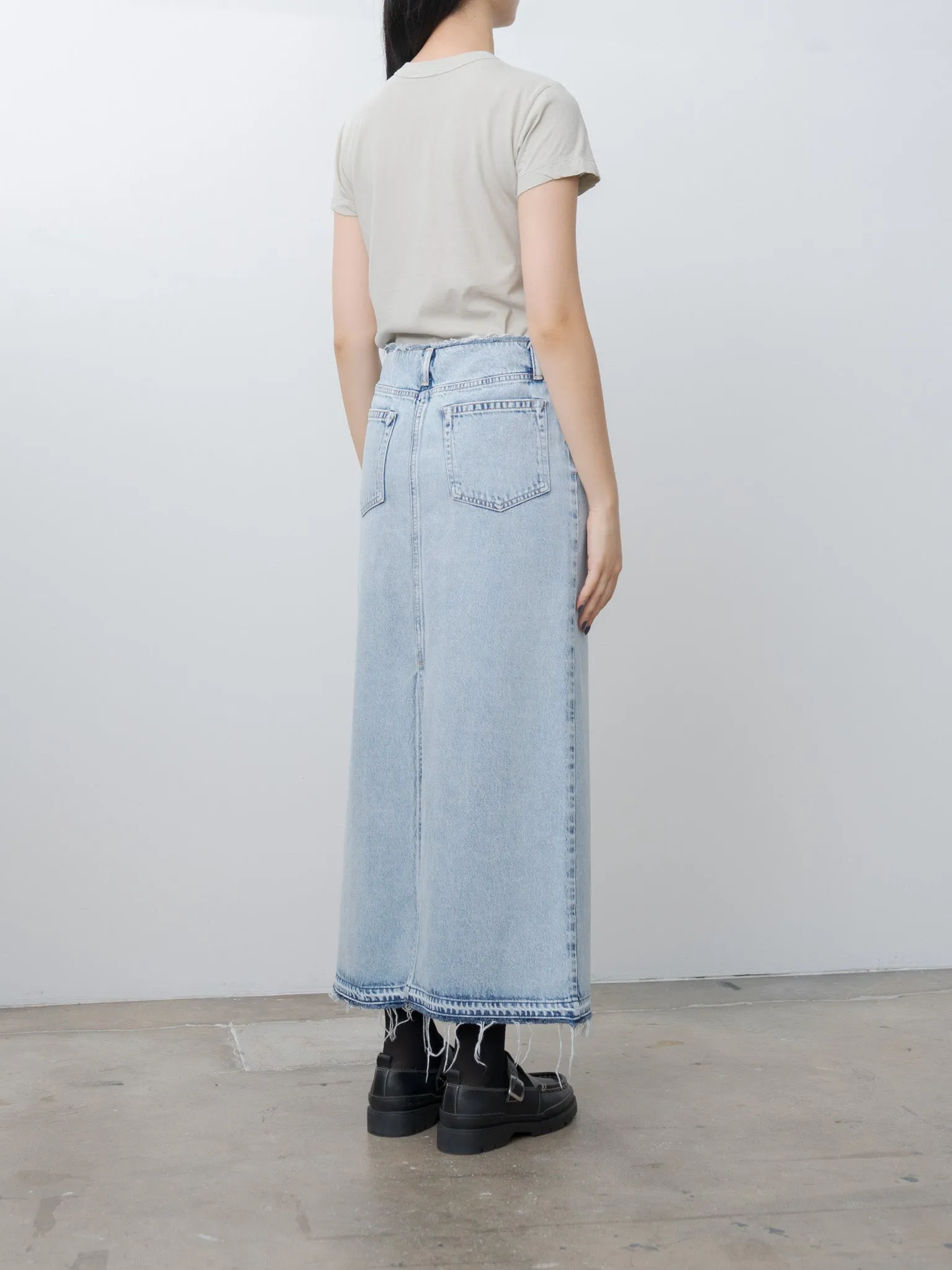 13.5oz Faded Denim Skirt - Ice Indigo sold by Namu Shop product image thumbnail 4