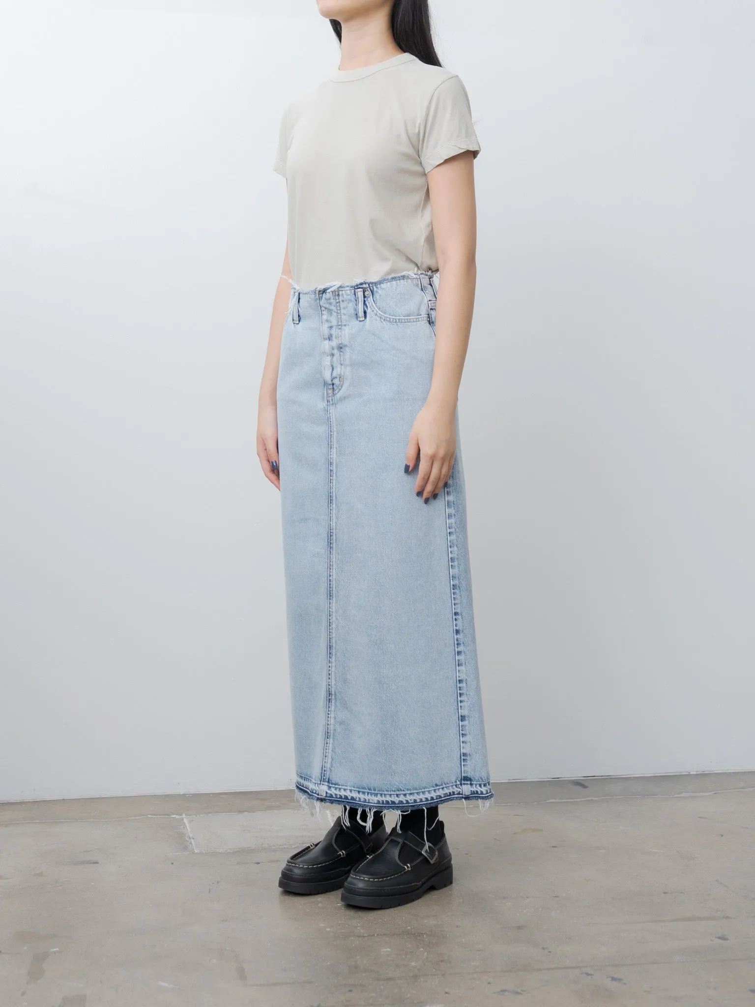 13.5oz Faded Denim Skirt - Ice Indigo sold by Namu Shop product image thumbnail 3