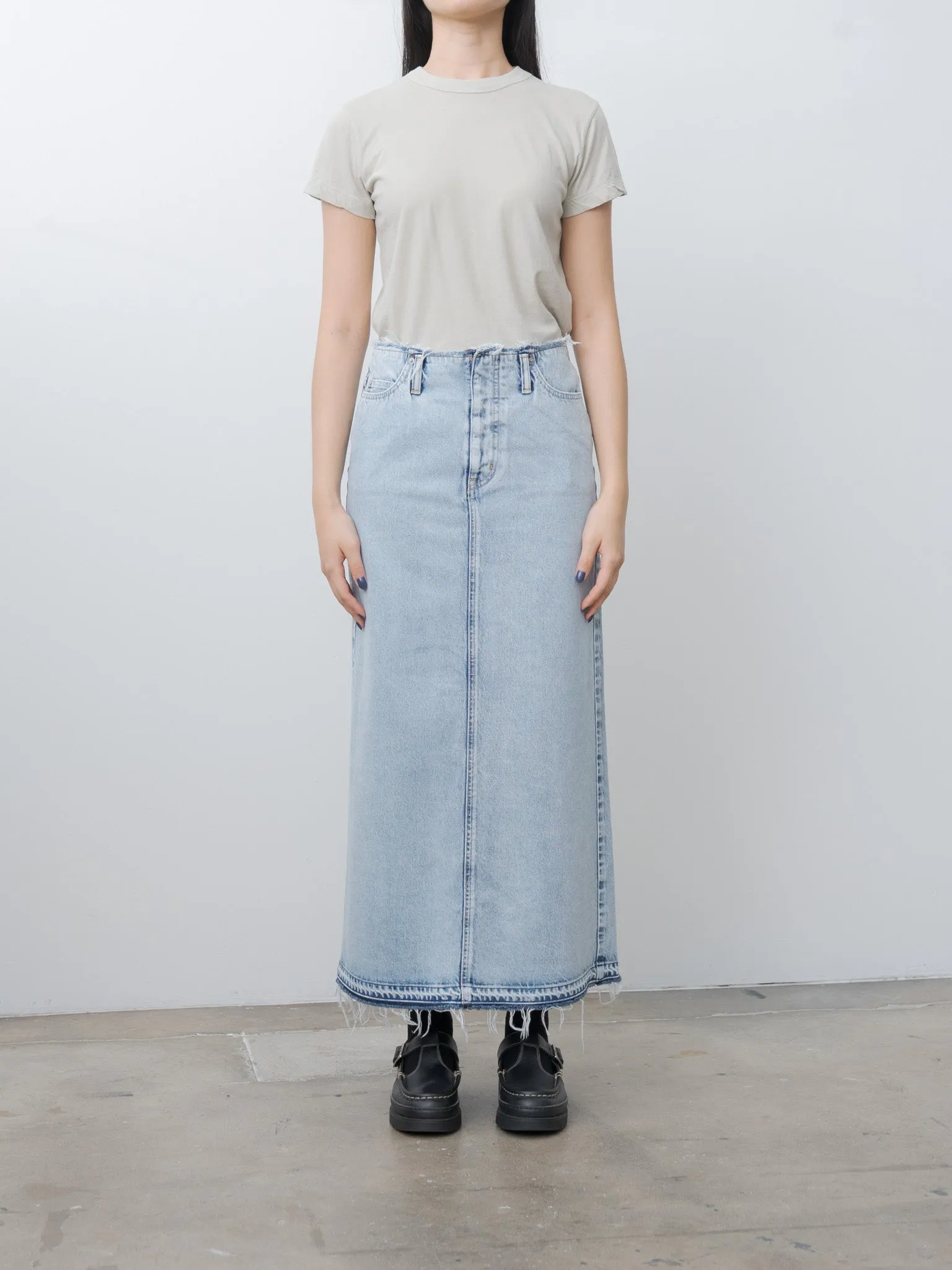 13.5oz Faded Denim Skirt - Ice Indigo sold by Namu Shop product image thumbnail 2