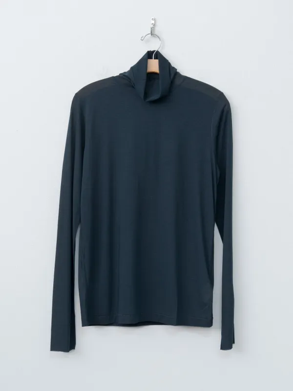 Twisted Cotton Sheer Jersey High Neck L/S - Navy sold by Namu Shop