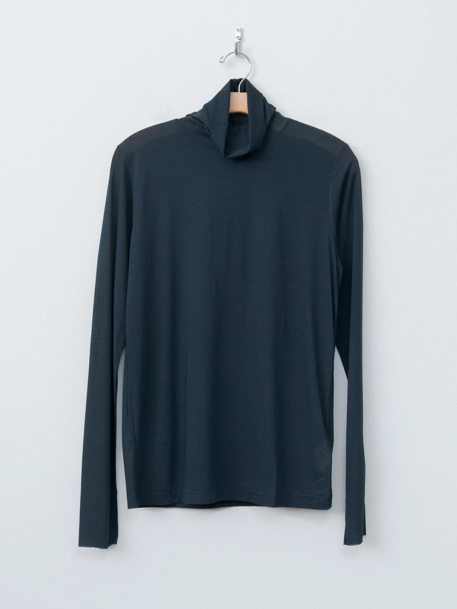 Twisted Cotton Sheer Jersey High Neck L/S - Navy sold by Namu Shop