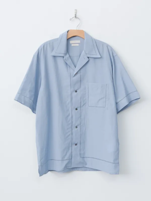 Embroidery Open Collar Shirt - Sax Blue made by Yoke