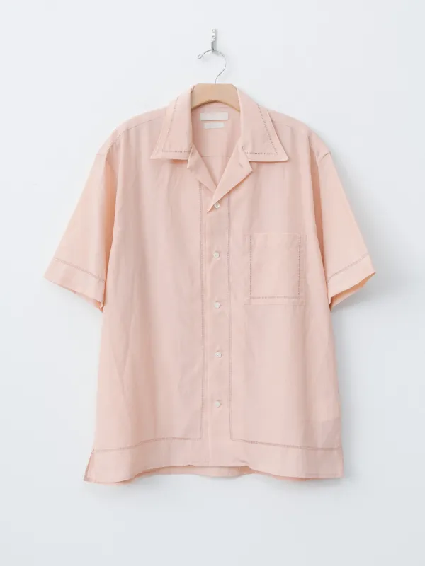 Embroidery Open Collar Shirt - Pink sold by Namu Shop