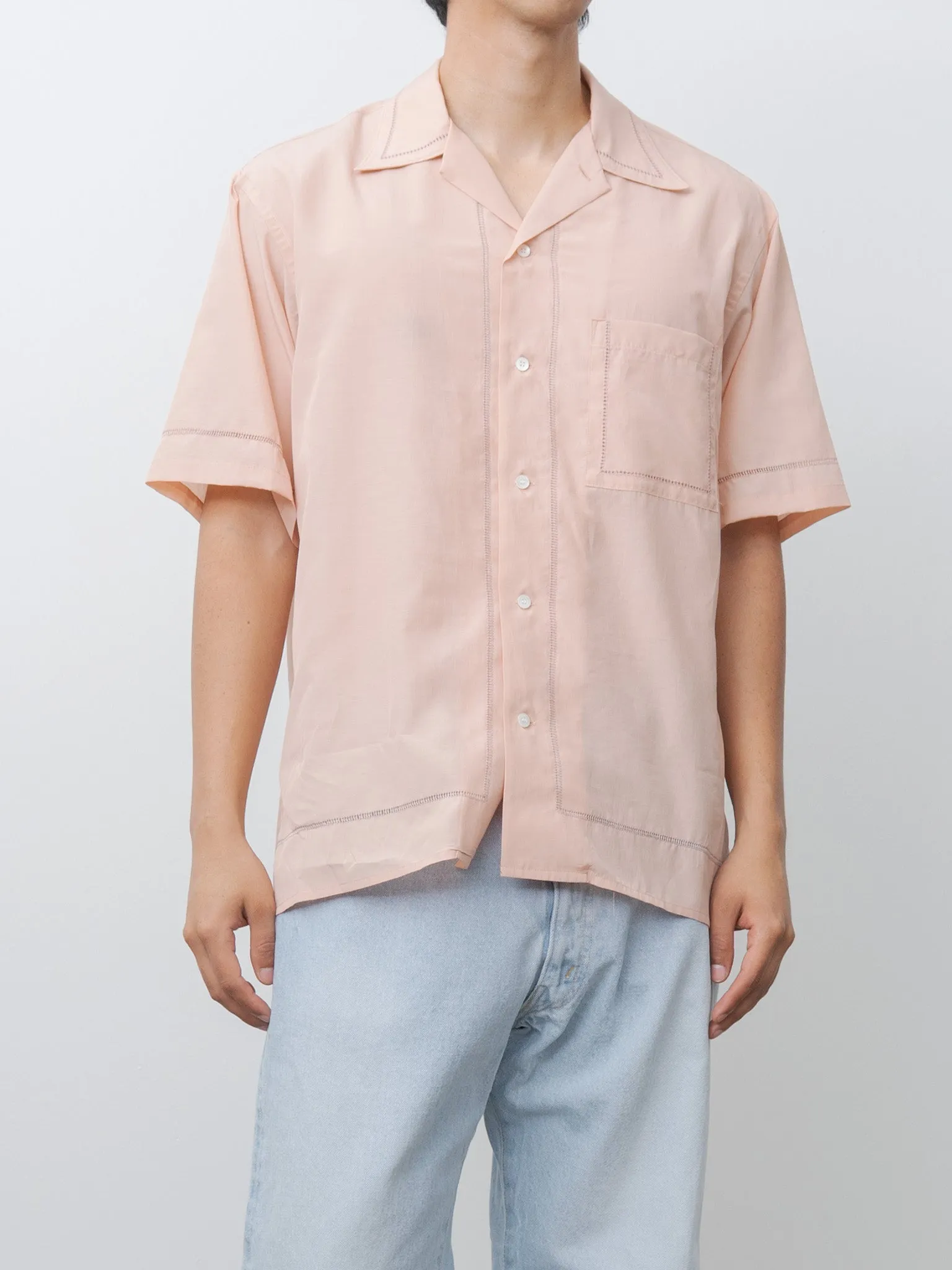 Embroidery Open Collar Shirt - Pink sold by Namu Shop product image thumbnail 2