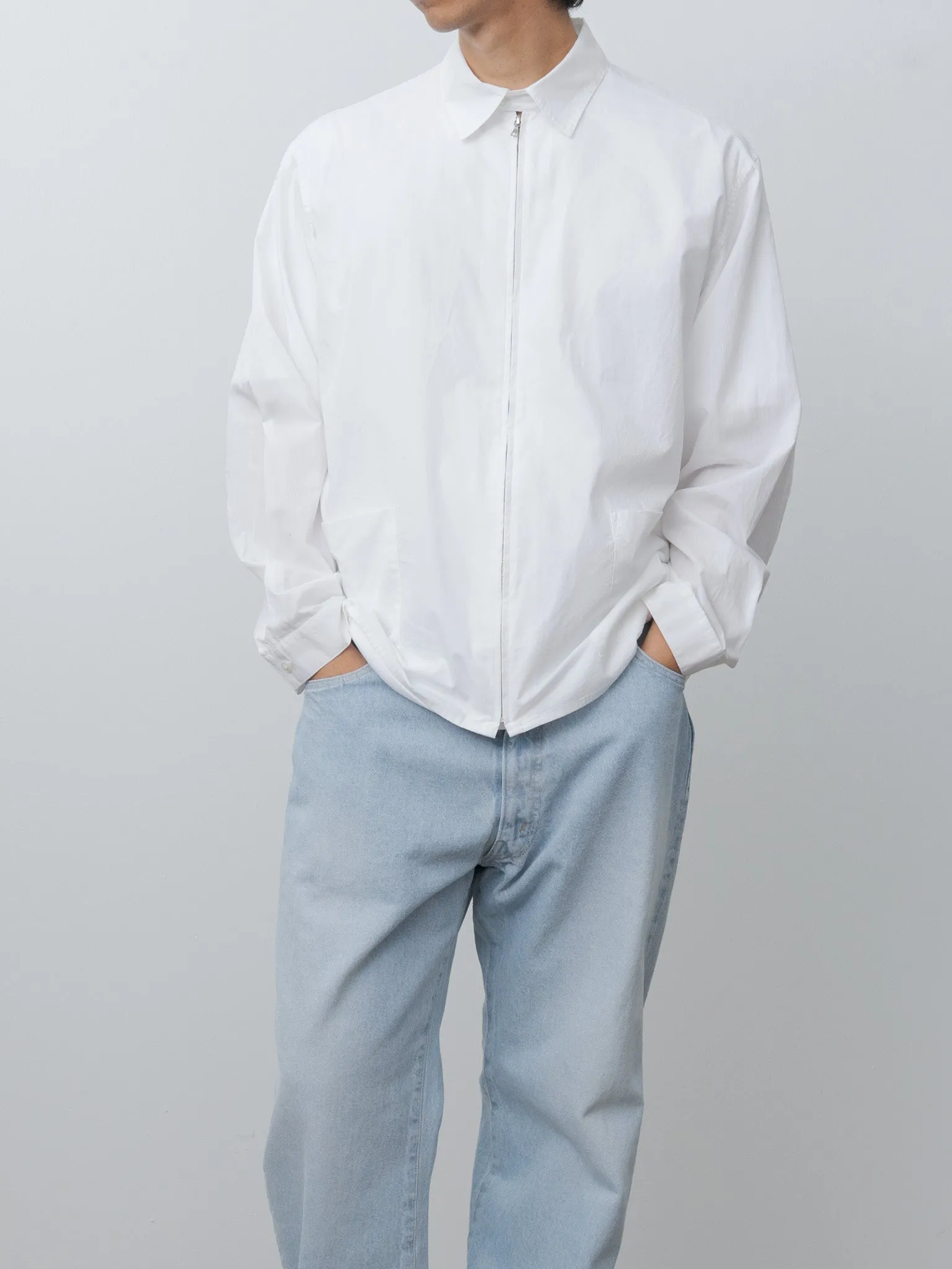 Chambray Zip Shirt - White sold by Namu Shop product image thumbnail 2