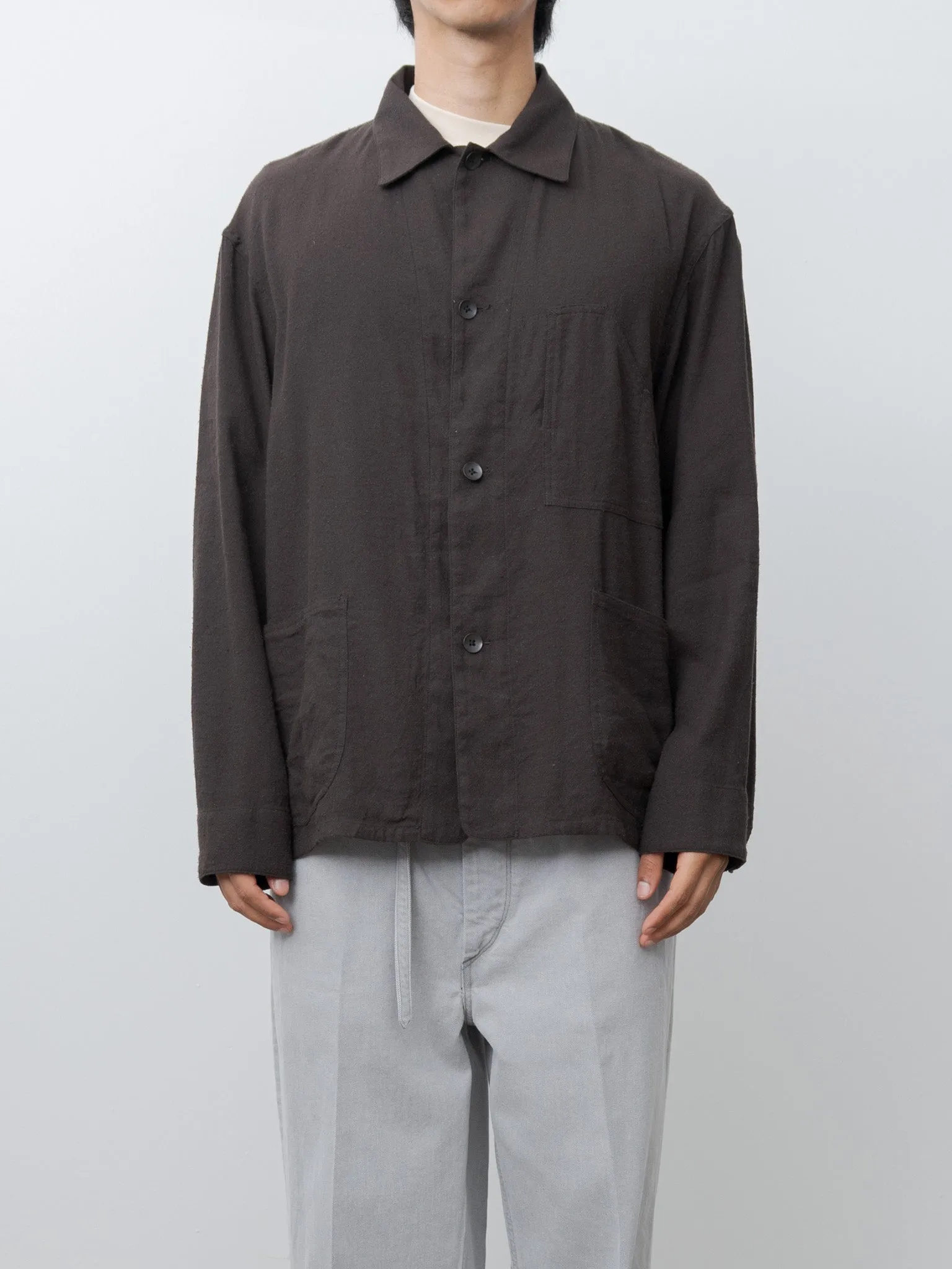 Silk Linen Work Jacket - Dark Brown sold by Namu Shop product image thumbnail 3