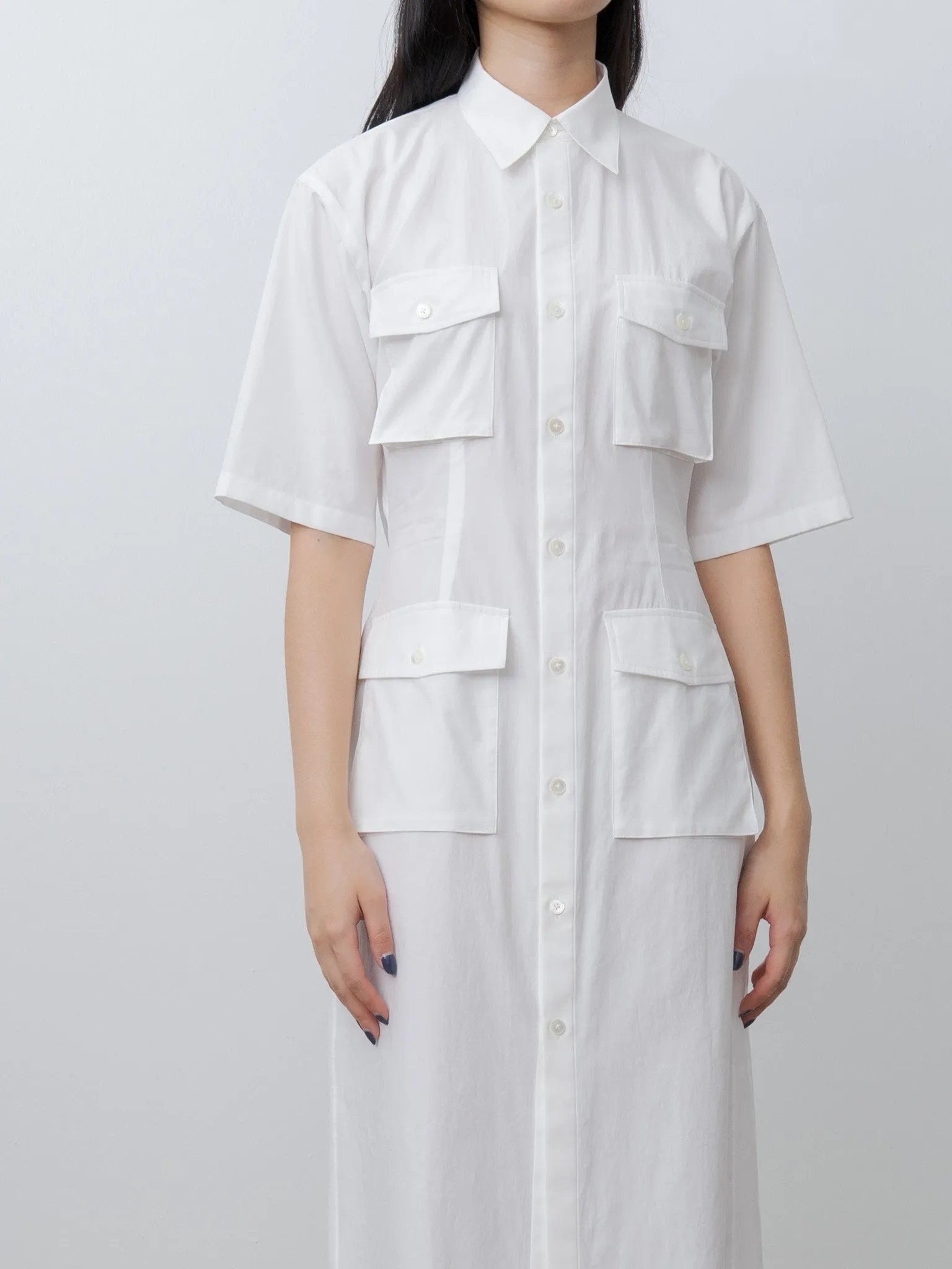 Washed Finx Twill Shirt Dress - White sold by Namu Shop product image thumbnail 3