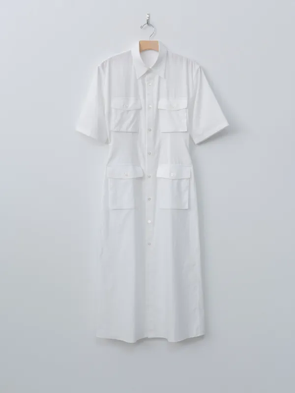 Washed Finx Twill Shirt Dress - White made by Auralee