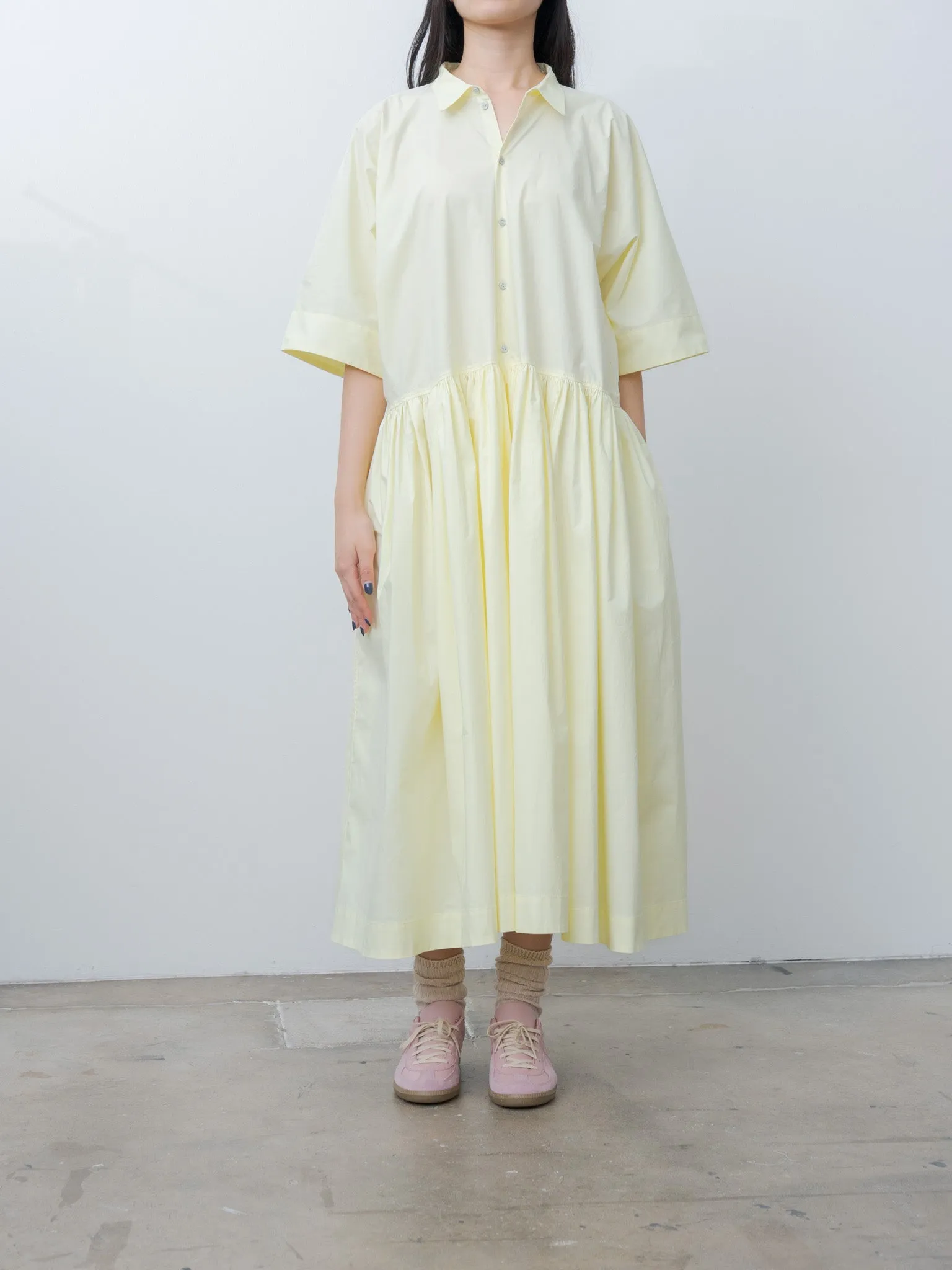 Tuck Gathered Dress - Light Yellow sold by Namu Shop product image thumbnail 5