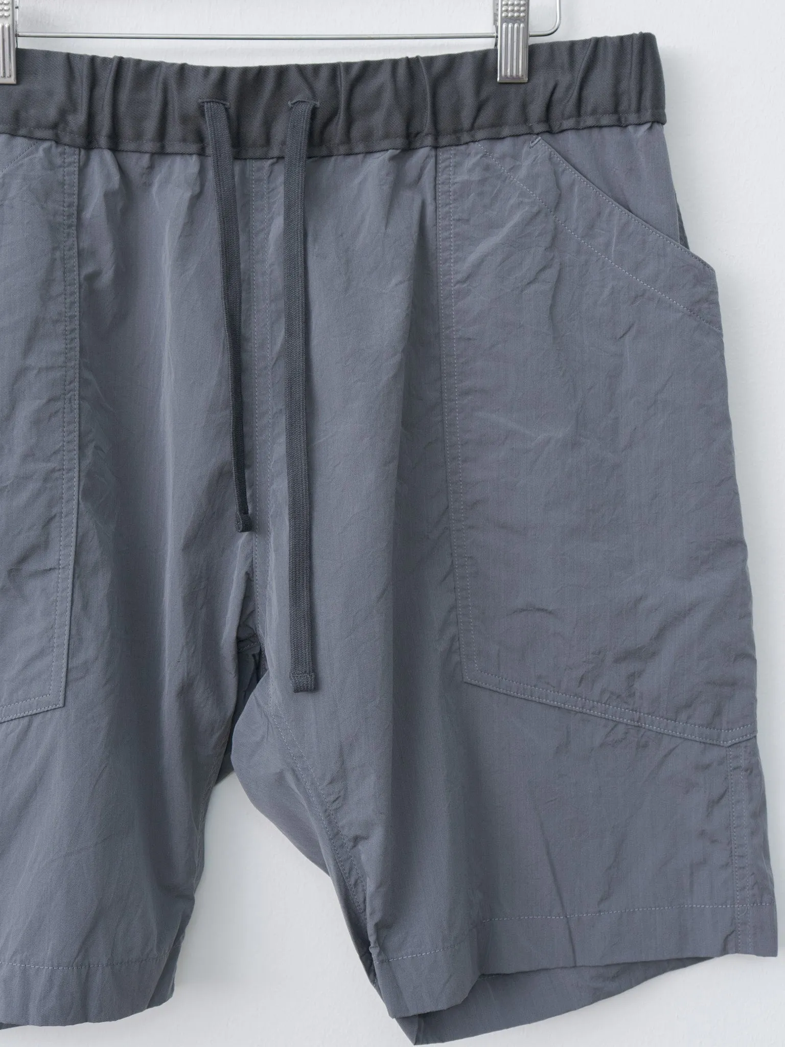 Cotton Silk Chambray Poplin Loose Fit Shorts - Charcoal sold by Namu Shop product image thumbnail 5