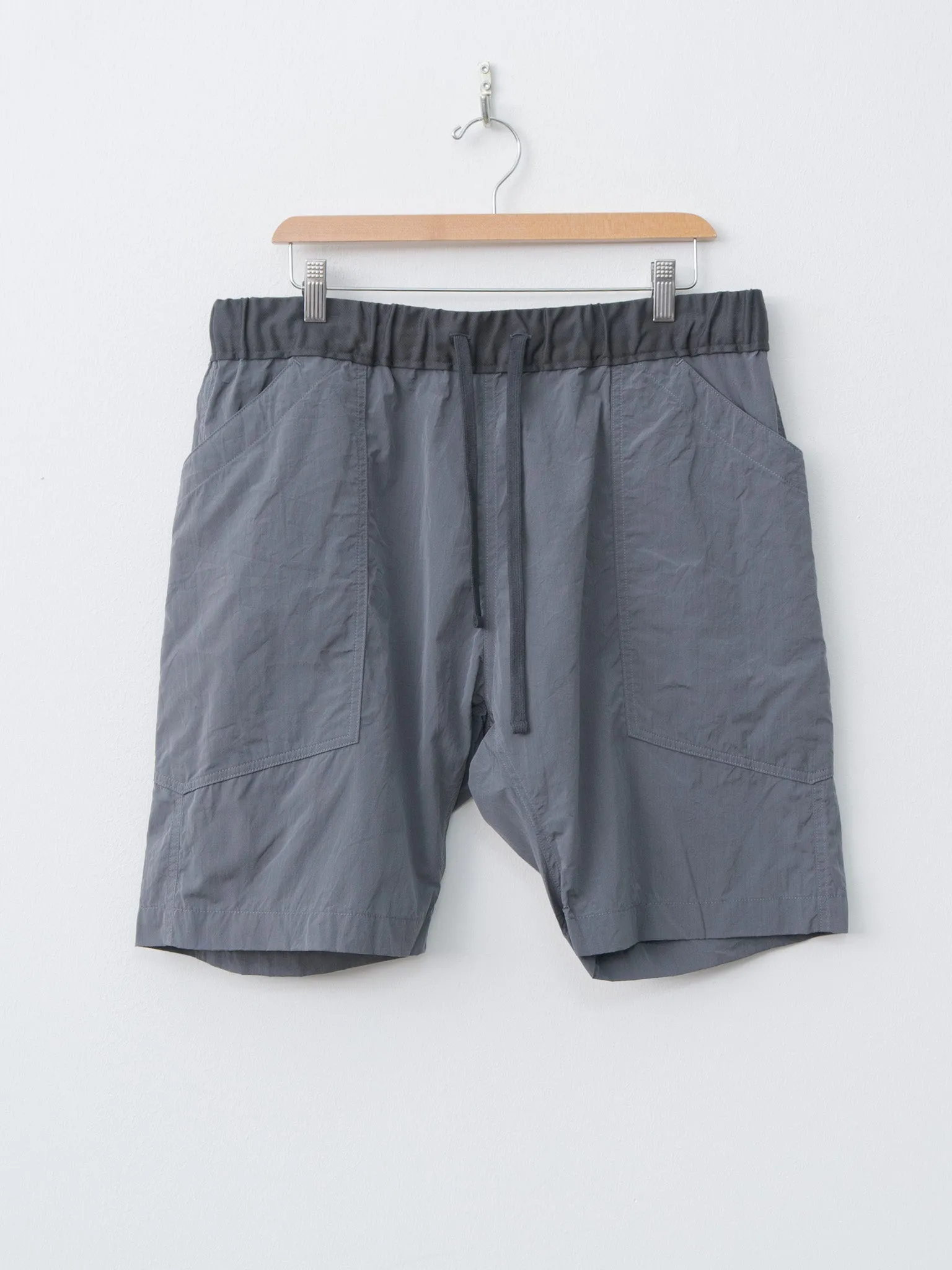 Cotton Silk Chambray Poplin Loose Fit Shorts - Charcoal sold by Namu Shop