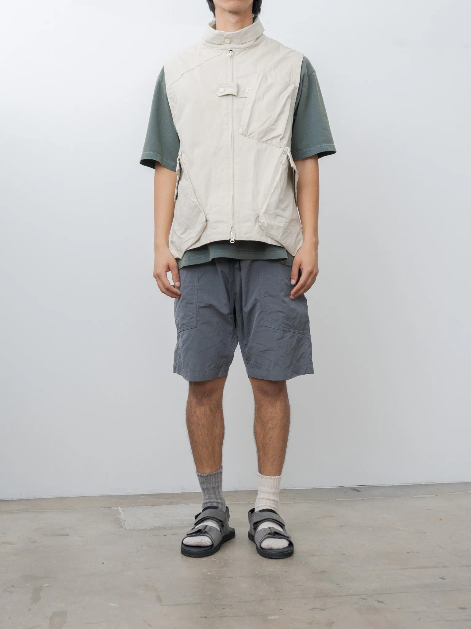 Cotton Silk Chambray Poplin Loose Fit Shorts - Charcoal sold by Namu Shop product image thumbnail 3