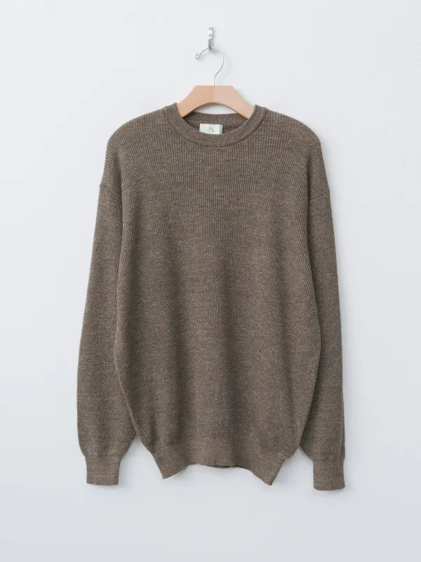 Linen/Cotton Ribstitch Crewneck Knit - Brown sold by Namu Shop