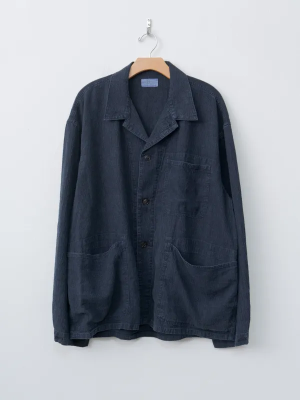 Linen P41 Coverall Jacket - Navy sold by Namu Shop