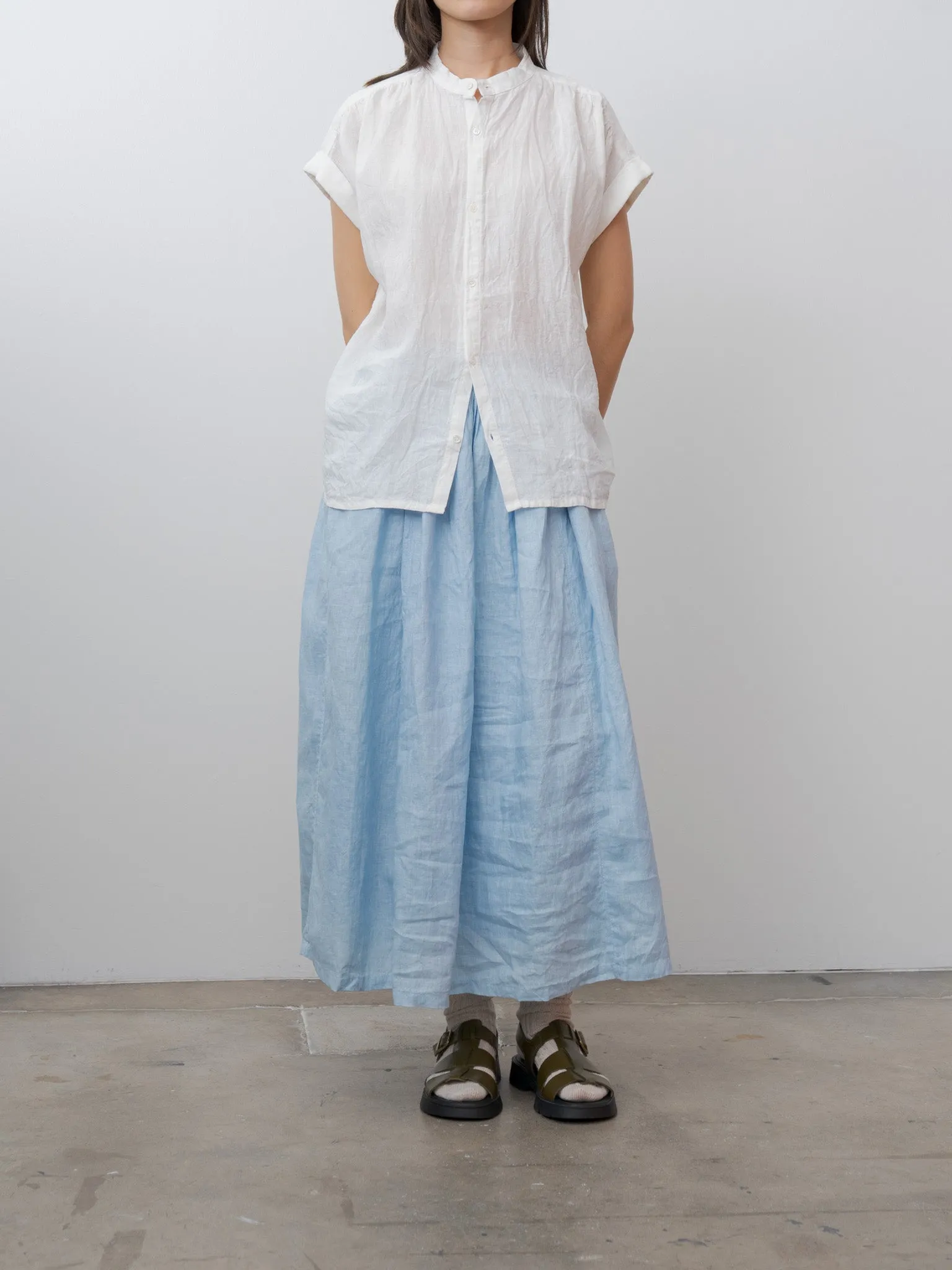 Natural Hand Dye Indigo Linen Skirt - Light Indigo sold by Namu Shop product image thumbnail 5