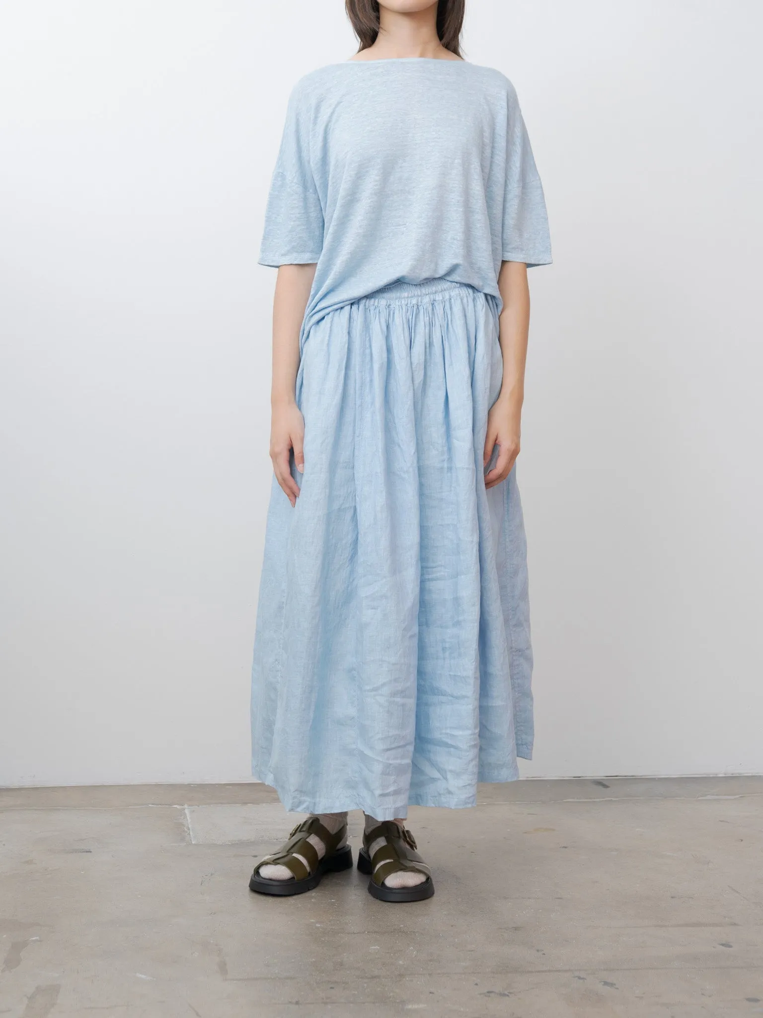 Natural Hand Dye Indigo Linen Skirt - Light Indigo sold by Namu Shop product image thumbnail 2