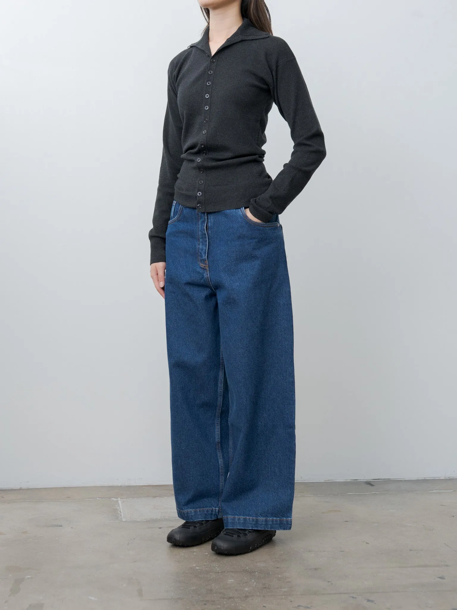 Buttoned Fitted Cardigan - Anthracite Melange sold by Namu Shop product image thumbnail 3