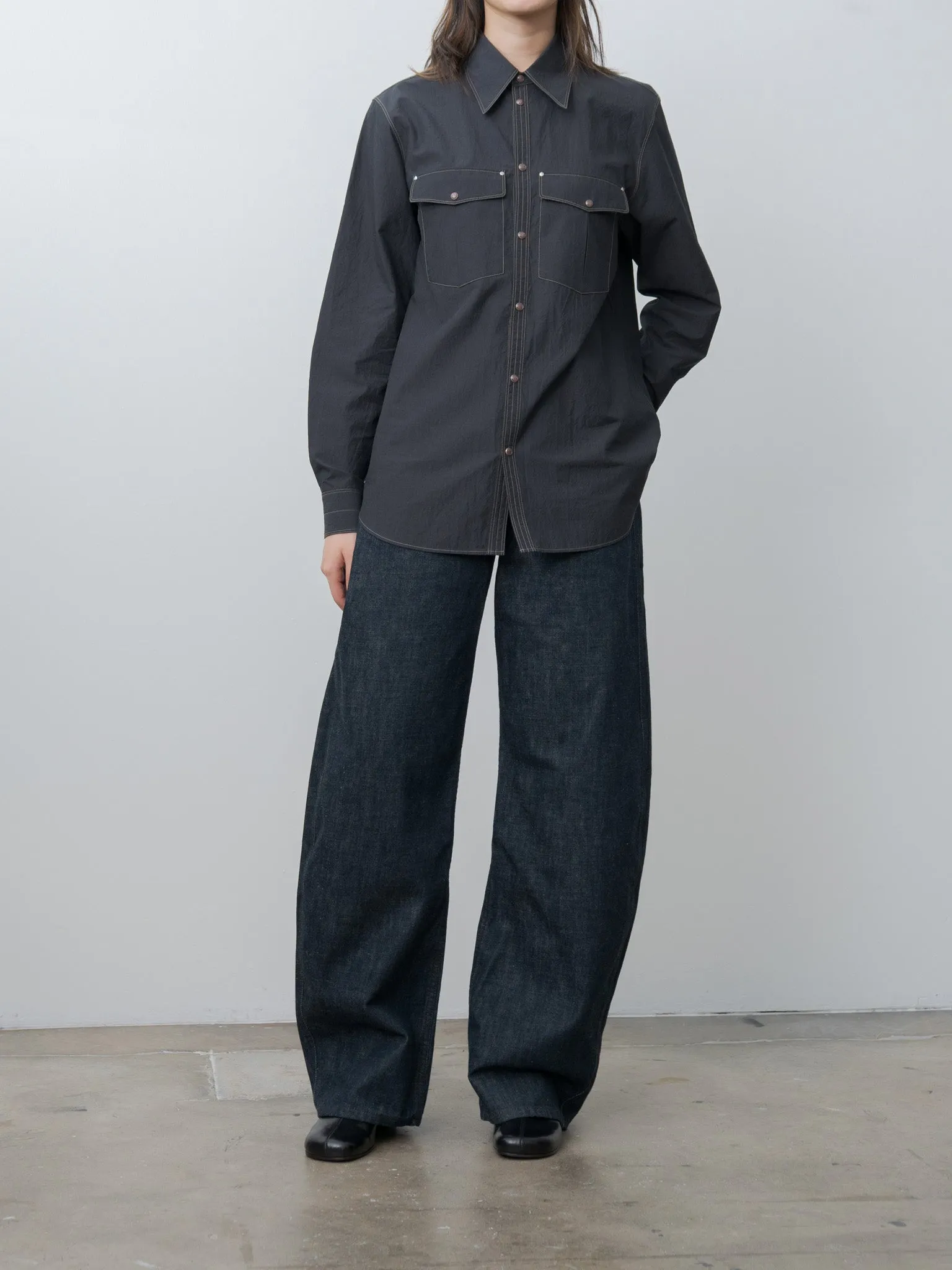 Chest-Pocket Fitted Shirt - Charcoal sold by Namu Shop product image thumbnail 4