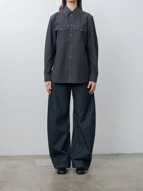 Chest-Pocket Fitted Shirt - Charcoal sold by Namu Shop