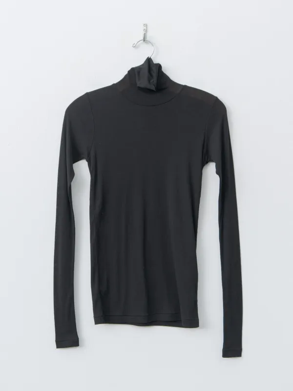 Super High Gauge Sheer Rib Turtle Neck L/S Tee - Black sold by Namu Shop
