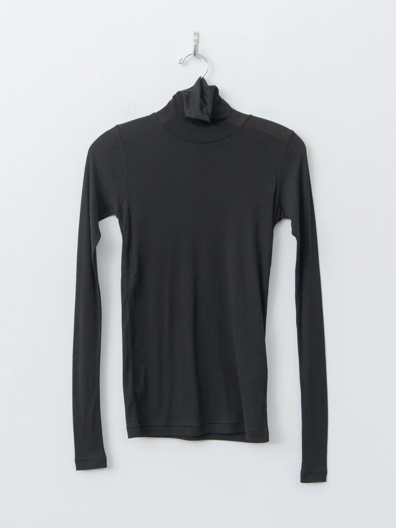 Super High Gauge Sheer Rib Turtle Neck L/S Tee - Black sold by Namu Shop