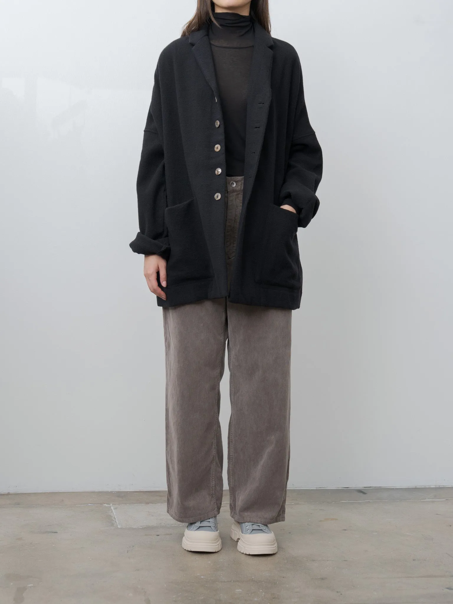 Super High Gauge Sheer Rib Turtle Neck L/S Tee - Black sold by Namu Shop product image thumbnail 3