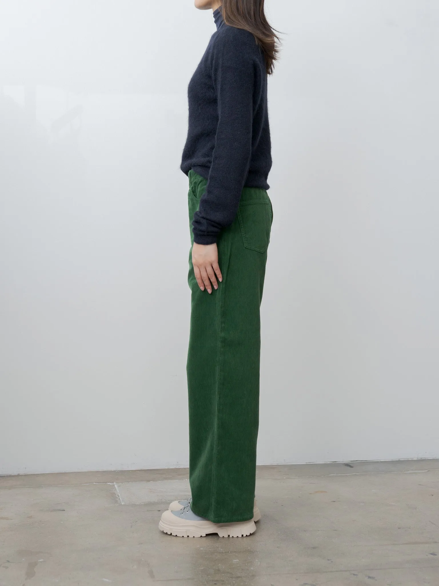 Pigment Dyed Finx Corduroy Wide 5P Pants - Forest Green sold by Namu Shop product image thumbnail 3
