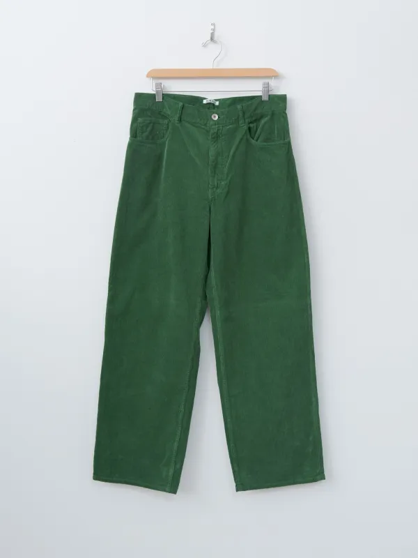 Pigment Dyed Finx Corduroy Wide 5P Pants - Forest Green made by Auralee